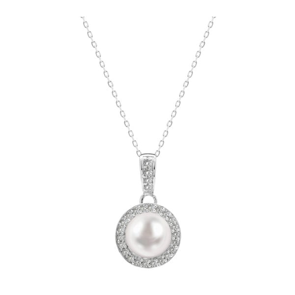 Stříbrný náhrdelník s bílou perlou a safíry GemSeller Gent