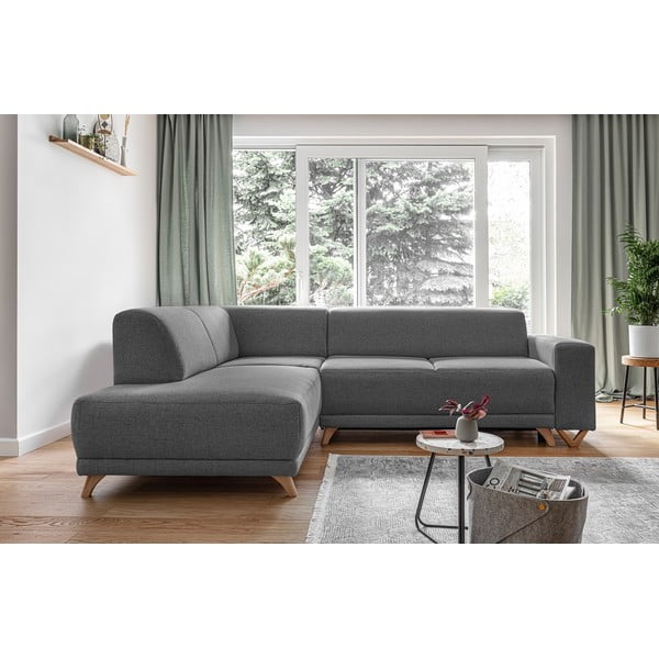 Сив разтегателен/с място за съхранение ъглов диван (ляв ъгъл/L форма) Classy Sophie – Miuform-image-1