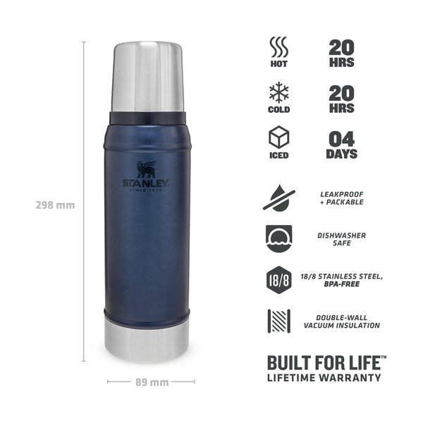 Син термос с чаша 750 ml - Stanley-image-3