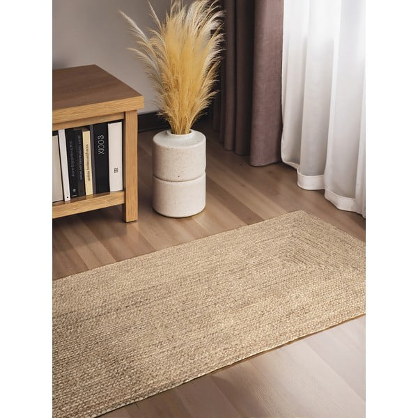 Двустранна/ръчно изработена ютена пътека в светло естествен цвят 80x200 cm Sharmila Natural White – Hanse Home-image-1