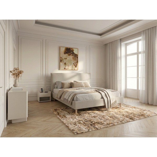 Бежово тапицирано двойно легло с решетка 180x200 cm Sary - Bobochic Paris-image-1