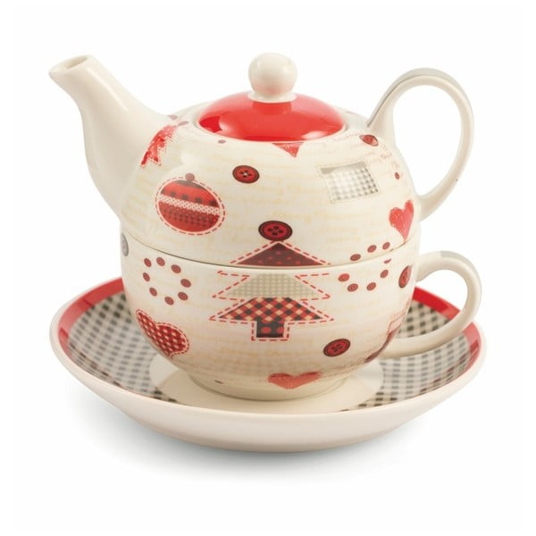 Чайник с чаша и чинийка от порцелан Patchwork Tea For One - Villa d'Este