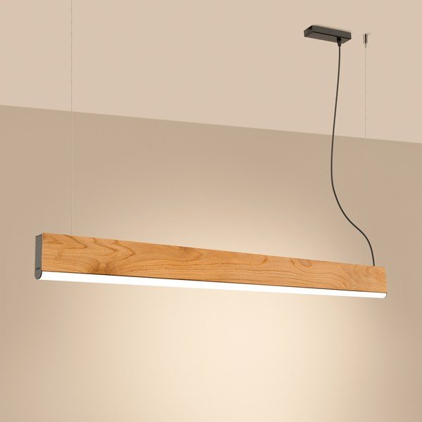 LED висящо осветително тяло от масивна дървесина в естествен цвят LYKKE – Thoro-image-1