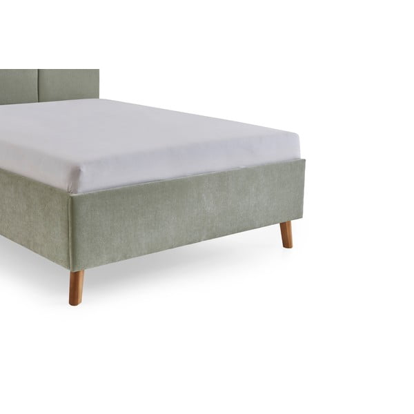 Светлозелено двойно легло 140x200 cm тапицирано с включена подматрачна рамка Piano – Meise Möbel-image-3