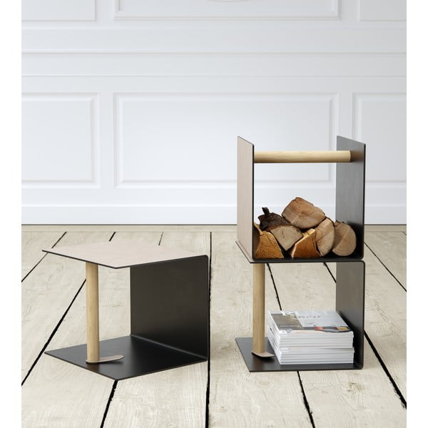 Декоративна метална кутия за съхранение от еко кожа в черен и сив цвят 32x38x31 cm Bull – LIND DNA-image-1