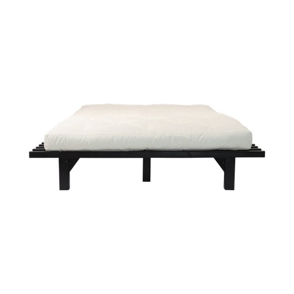 Variabilní dvoulůžková postel z borovicového dřeva s matrací Karup Design Blues Double Latex Black/Natural, 180 x 200 cm