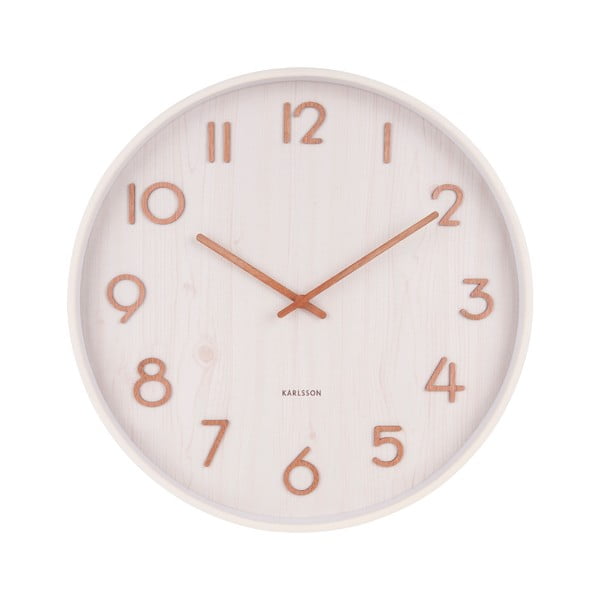 Стенни часовници от бяло липово дърво Среден, ø 40 cm Pure - Karlsson