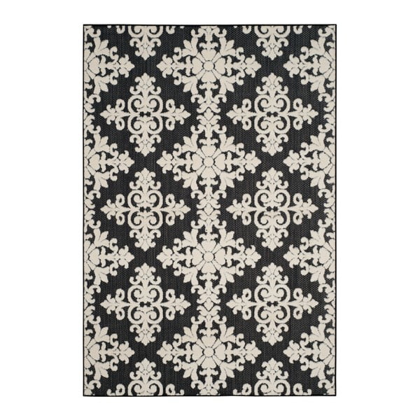 Černokrémový koberec vhodný do exteriéru Safavieh Charleston, 231 x 160 cm