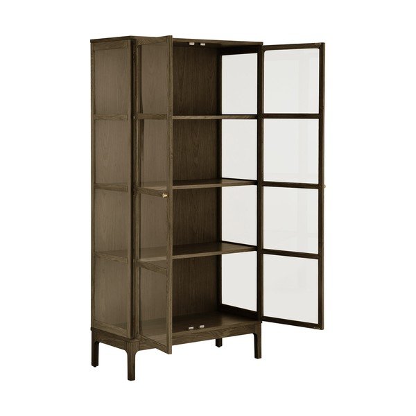 Тъмнокафява витрина от декор от дъб  90x180x40 cm Zamora – House Nordic-image-4