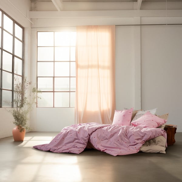 Розово единично  спално бельо от памук перкал 140x200 cm Daisy – JUNA-image-4