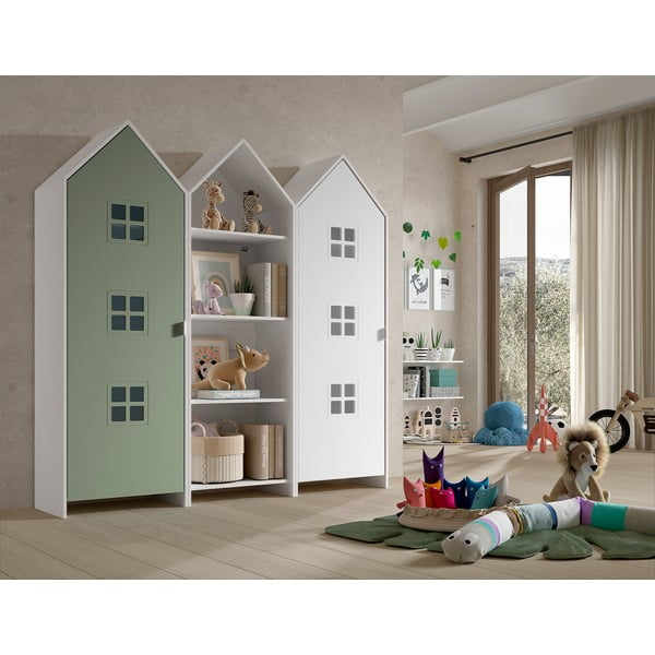 Отворен детски гардероб в бял и зелен цвят 173x171,5 cm CASAMI BRUGES – Vipack-image-1