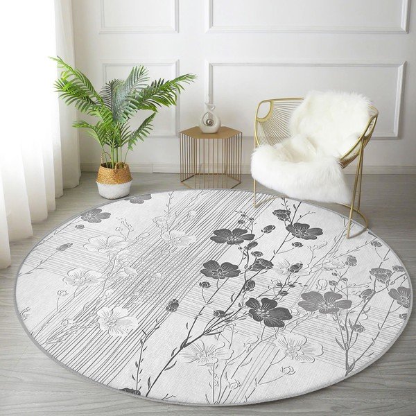 Сив кръгъл килим подходящ за пране и за прахосмукачки роботи ø 80 cm Comfort – Mila Home-image-1