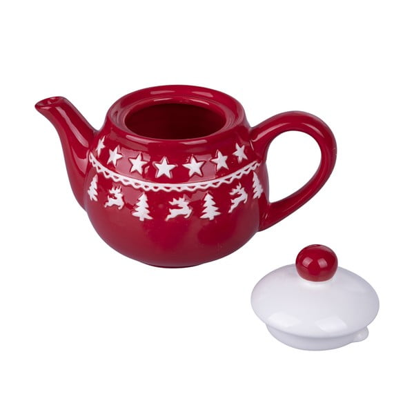 Червено-бял коледен керамичен чайник 520 ml Xmas - VDE Tivoli 1996