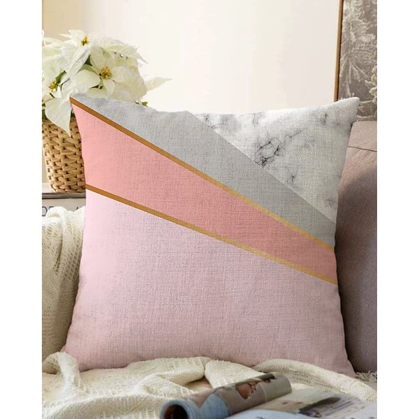 Розова и сива калъфка за възглавница от памучна смес Мрамор, 55 x 55 cm - Minimalist Cushion Covers