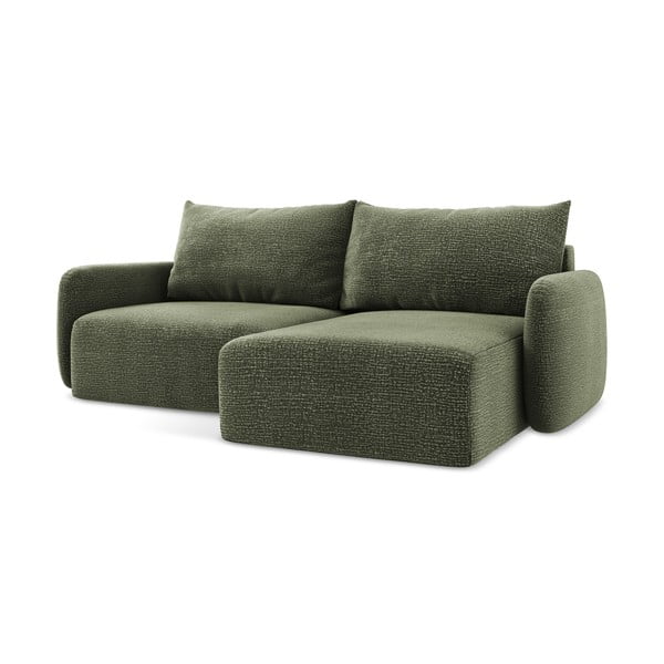 Зелен разтегателен ъглов диван с място за съхранение (десен ъгъл) Kalena – Makamii-image-1