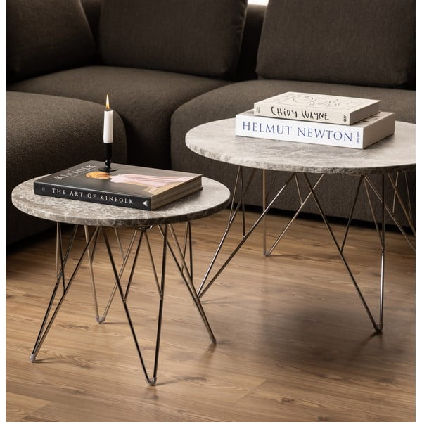 Мраморна кръгла странична масичка ø 55 cm Prunus – Actona-image-1