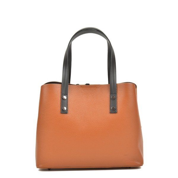 Кафява кожена чанта Dita Cognac Cognac - Anna Luchini-image-1