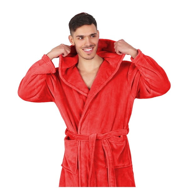 Червен унисекс халат от микрофибър, размер M Robby - DecoKing-image-3