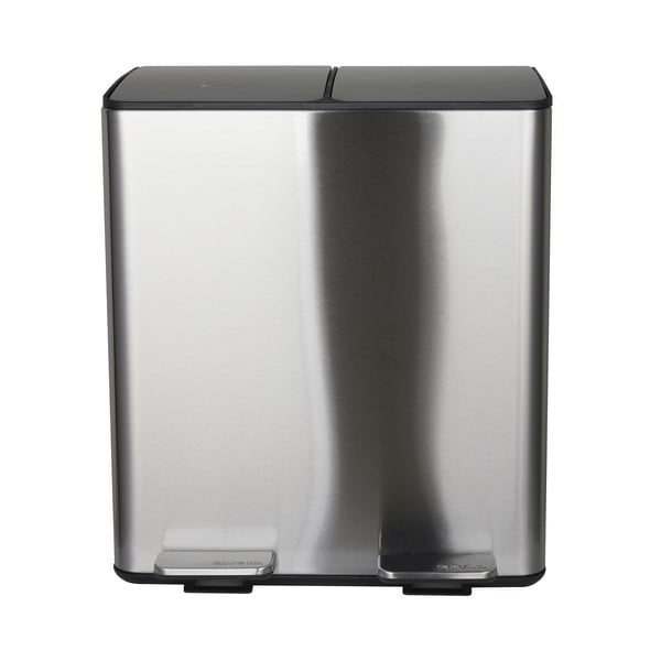 Стоманено кошче за боклук 2x20 l за рециклиране с педал в матово сребрист цвят   Aliya – Spirella-image-2