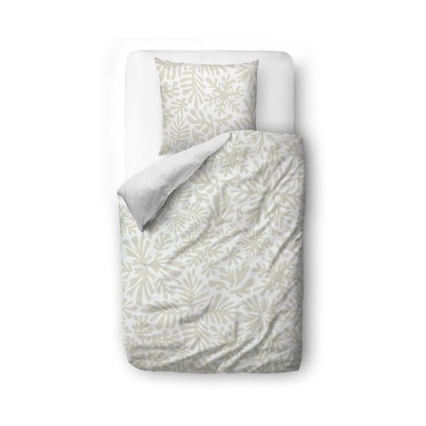 Бяло и светлосиво памучно спално бельо от сатен за единично легло 140x200 cm - Butter Kings