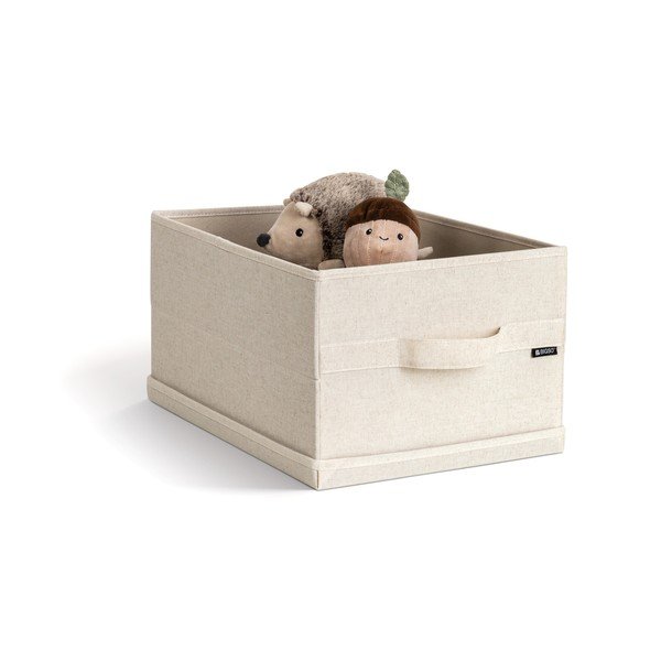 Бежова текстилна кутия за съхранение с капак 31x41x22 cm Soft Storage Medium – Bigso-image-4