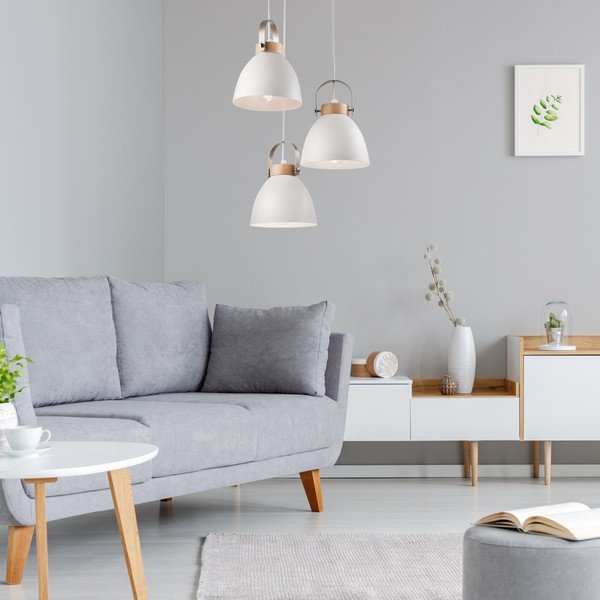 Бяло висящо осветително тяло с метален абажур ø 37 cm Danielle – LAMKUR-image-1