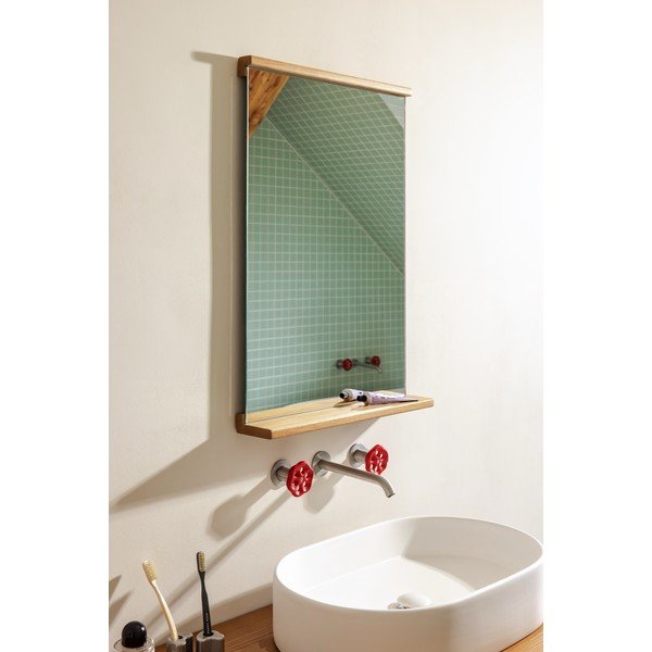 Стенно огледало с рафт масивно дърво 50x75 cm Lun – noo.ma-image-3