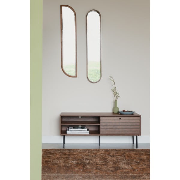 Кафява маса за телевизор от декор от орех 120x50x40 cm Stripes – White Label-image-1