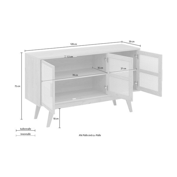 Нисък скрин от декор от дъб  в естествен цвят 128x75 cm Bridget – Støraa-image-4