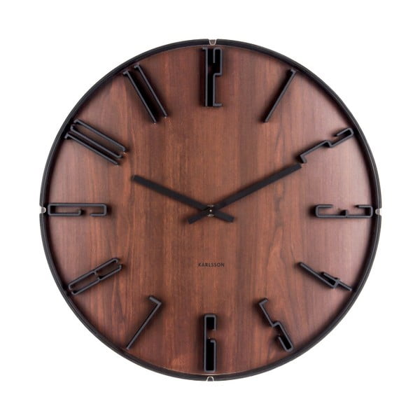 Тъмнокафяв стенен часовник Sentient, ⌀ 40 cm - Karlsson