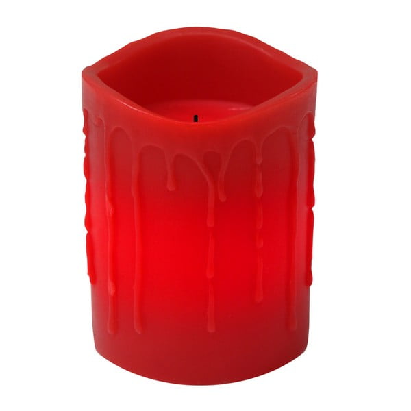 Červená LED svíčka s kapkami Best Season, 10 cm