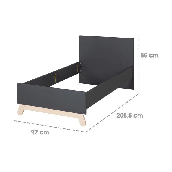 Черно детско легло 90x200 cm Jara - Roba-image-3