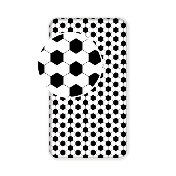 Черно-бял еластичен единичен памучен детски чаршаф 90x200 cm Football – Jerry Fabrics