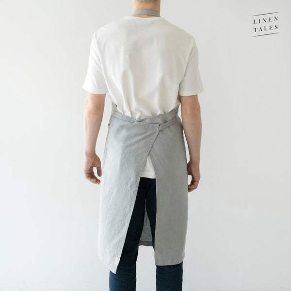 Светлосива ленена престилка, дължина 100 cm Chef - Linen Tales-image-2