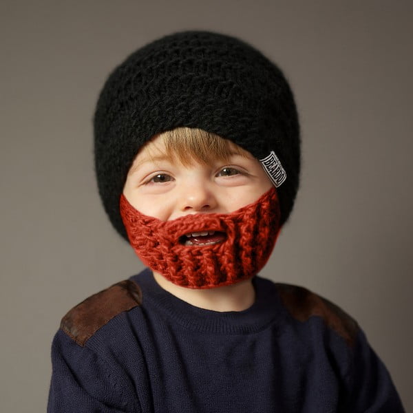 Dětská čepice s odepínatelným plnovousem Beardo, černá/červená