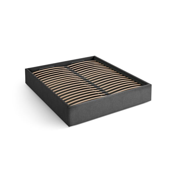 Антрацитно двойно легло 140x200 cm тапицирано с място за съхранение/без табла с включена подматрачна рамка Susan – Micadoni 