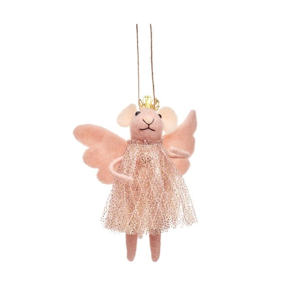 Текстилна  ръчно изработена коледна украса 13 cm Pink Princess Fairy Mouse – Sass & Belle