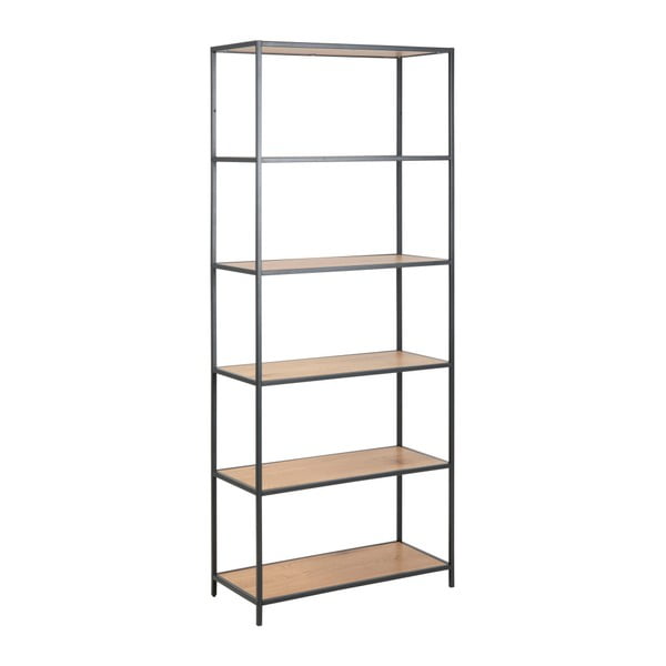 Черен/естествен стелаж от декор от дъб  77x185 cm Seaford – Actona-image-1