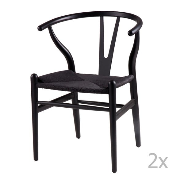 Sada 2 černých dřevěných jídelních židlí sømcasa Ada