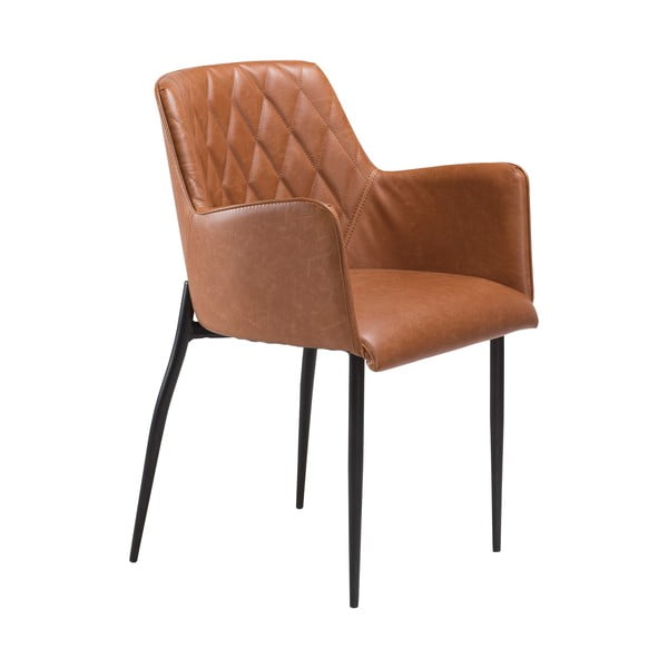 Hnědá jídelní židle z imitace kůže s područkami DAN–FORM Denmark Rombo Faux