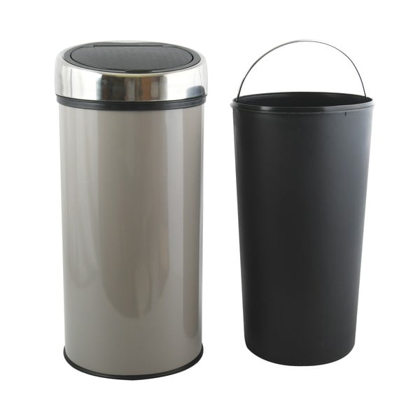 Кафяво-сиво стоманено кошче за боклук с отваряне с докосване 30 l – MSV-image-2