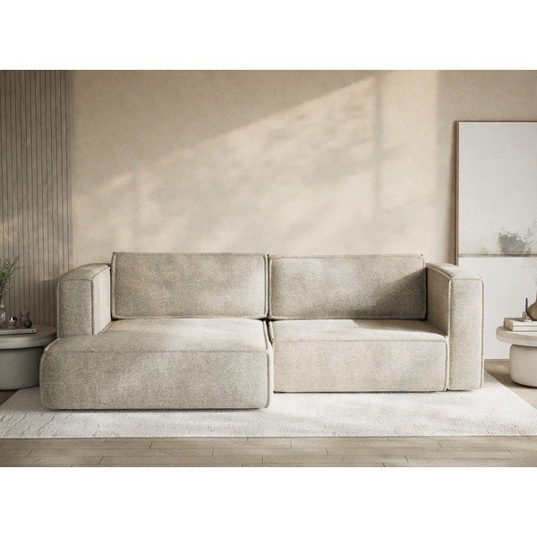 Бежов шенилов сгъваем/с място за съхранение ъглов диван (ляв ъгъл) Velto – Maison de Rêve-image-1