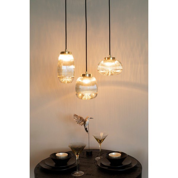 Висяща лампа в златист цвят със стъклен абажур ø 12 cm Robin - White Label-image-1