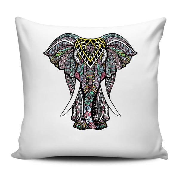 Černobílý polštář Home de Bleu Tropical Elephant, 43 x 43 cm