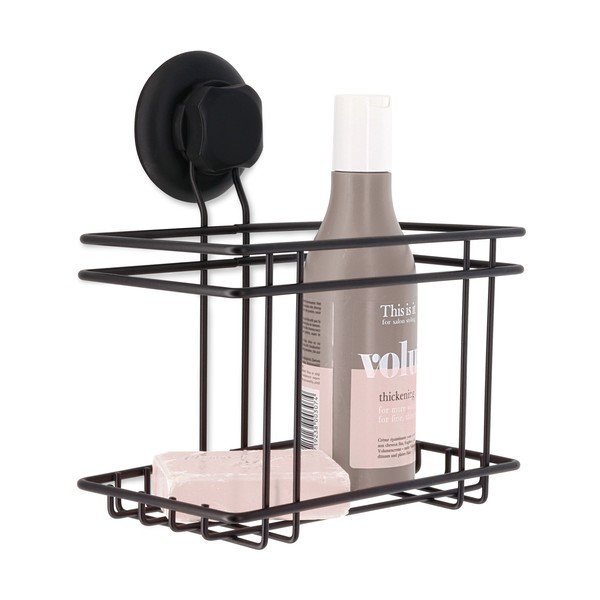 Черен самоподдържащ се стенен рафт за баня Черна поставка за прибори Bestlock - Compactor-image-1