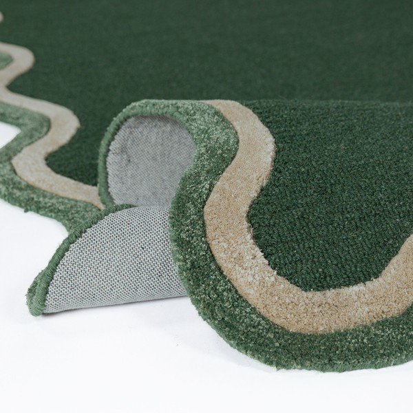Тъмнозелен ръчно изработен килим със смес от вълна 160x230 cm Rivo Wool – Flair Rugs-image-2