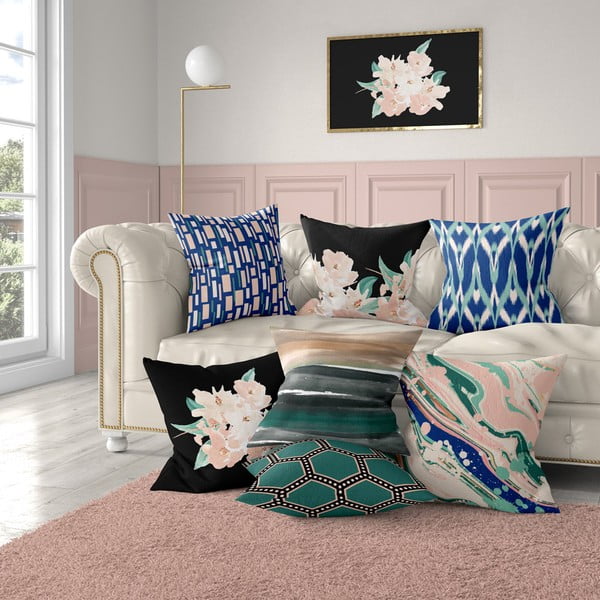 Синя и розова калъфка за възглавница Artsy, 43 x 43 cm Honey - Mike & Co. NEW YORK-image-1