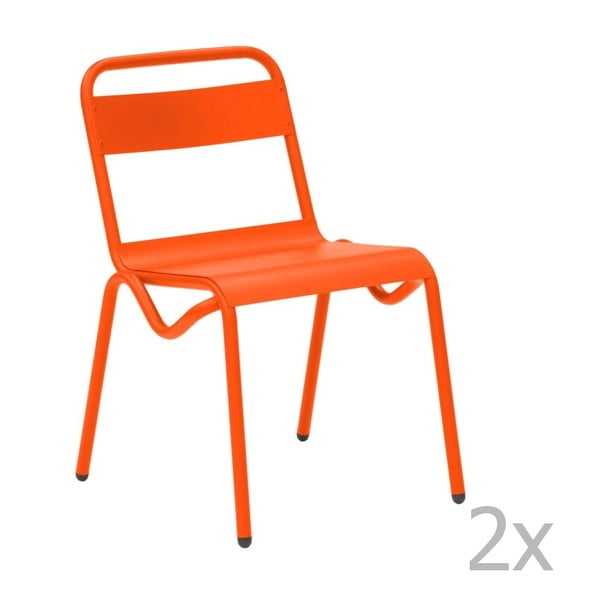 Sada 2 oranžových zahradních židlí Isimar Anglet
