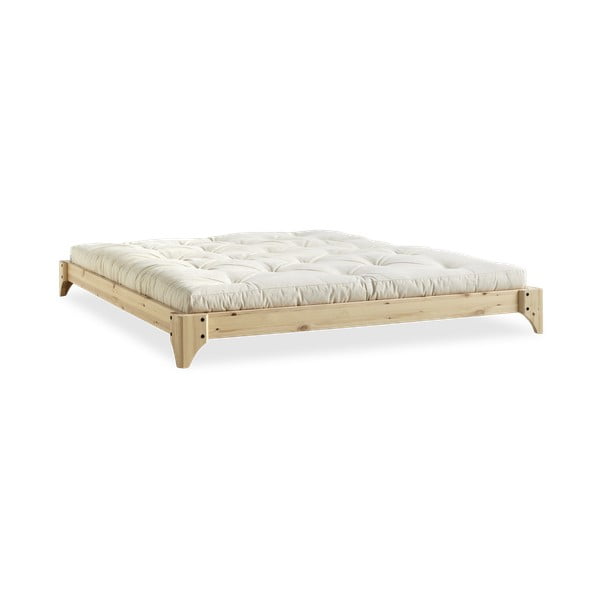 Dvoulůžková postel z borovicového dřeva s matrací Karup Design Elan Double Latex Natural Clear/Natural, 180 x 200 cm