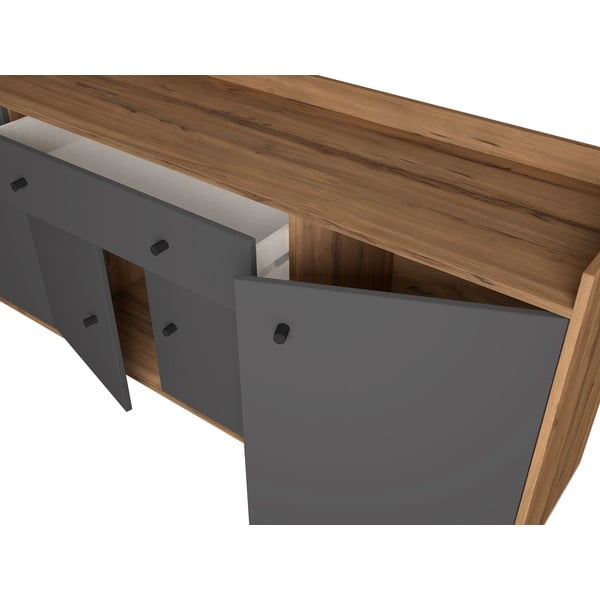 Сив нисък скрин от орех 180x84 cm Malta - Marckeric-image-4